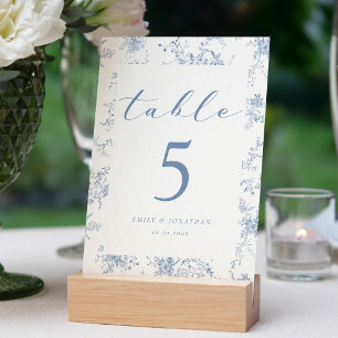 Elegant French Blue Wedding Table Number