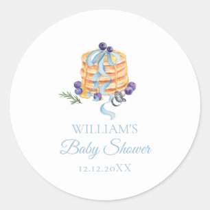 Elegant French Blueberry Pancake Baby Shower Classic Round Sticker