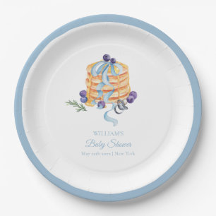 Elegant French Blueberry Pancake Baby Shower Paper Plate