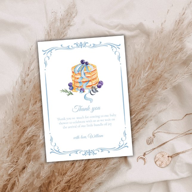 Elegant French Blueberry Pancake Baby Shower  Thank You Card (Elegant French Blueberry Pancake Baby Shower Thank You Card)