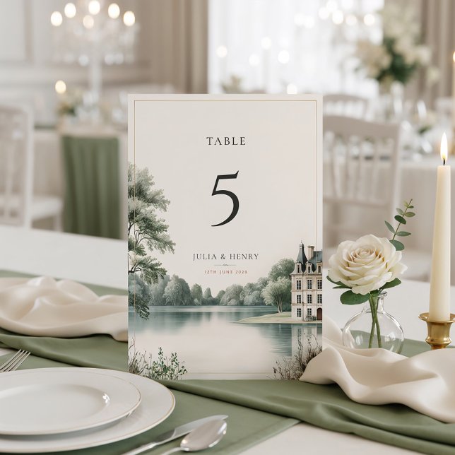 Elegant French Château Monogram Wedding Table Number (Creator Uploaded)