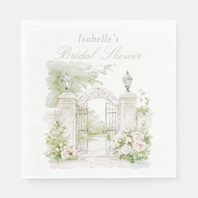 Elegant French Chateau Pastel Bridal Garden  Napkin (Front)