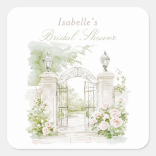 Elegant French Chateau Pastel Bridal Garden  Square Sticker