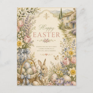 Elegant French Country Easter Greeting Vintage Holiday Postcard