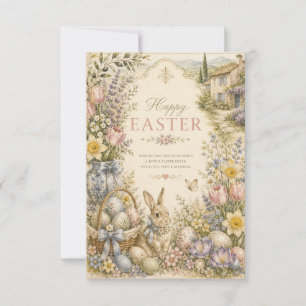 Elegant French Country Easter Greeting Vintage Thank You Card