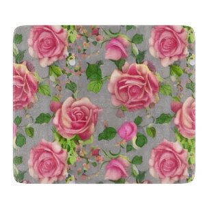 Elegant French Country Garden Rose Design Cutting Board