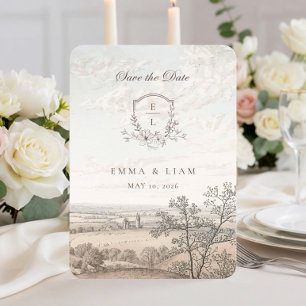 Elegant French Country Toile Monogram Wedding Save The Date
