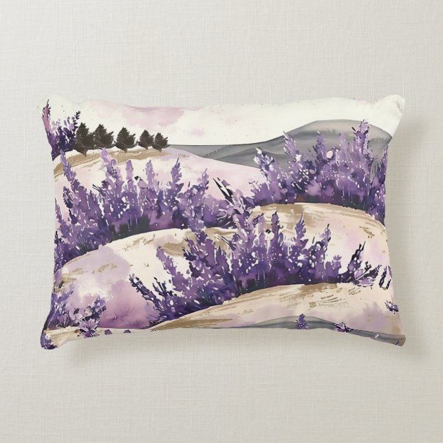 Elegant French Countryside Pretty Lavender Fields  Decorative Cushion (Front)