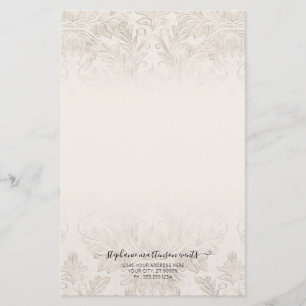 Elegant French Damask Ivory Professional Business  Stationery