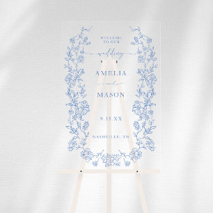 Elegant French Dusty Blue Vintage Acrylic Sign