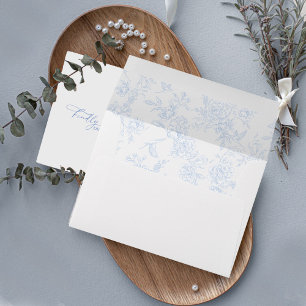 Elegant French Dusty Blue Vintage Wedding Envelope