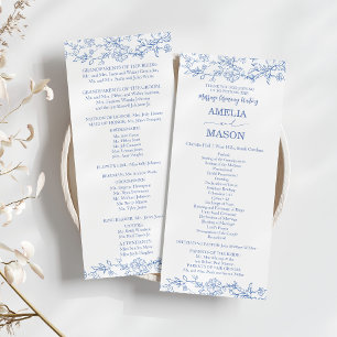 Elegant French Dusty Blue Vintage Wedding Program Programme