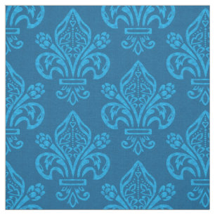 Elegant French Fleur de Lys Teal Green Blue Fabric