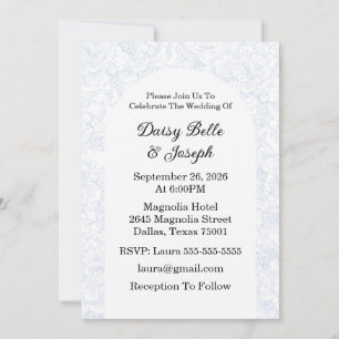 Elegant French Floral Blue Invitation