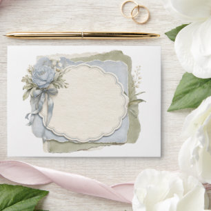 Elegant French Floral Blue Sage Envelope