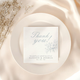 Elegant French Floral Blue Toile Wedding Napkin