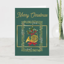 Elegant French Horn Christmas Dark Green