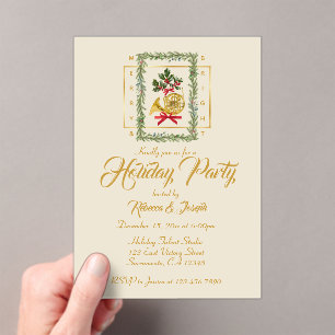 Elegant French Horn Christmas Irish Cream Acrylic Invitations
