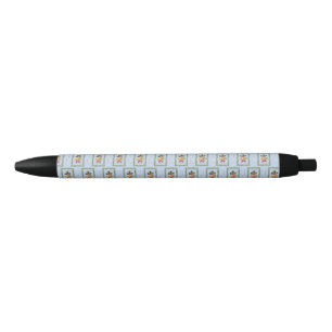 Elegant French Horn Christmas Light Blue Black Ink Pen
