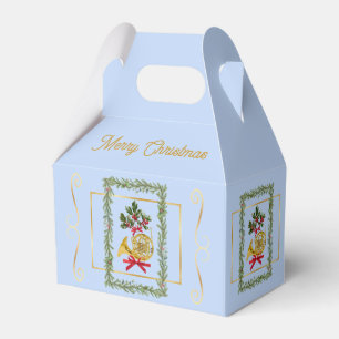 Elegant French Horn Christmas Light Blue Favour Box
