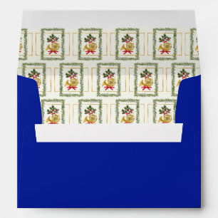 Elegant French Horn Christmas Royal Blue Envelope