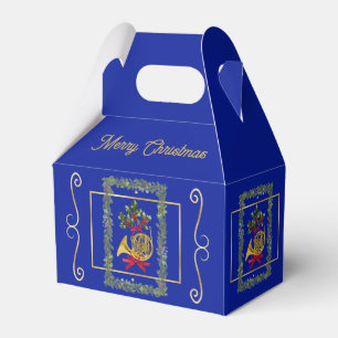 Elegant French Horn Christmas Royal Blue Favour Box