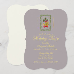 Elegant French Horn Christmas Taupe Card