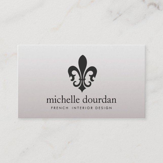 Elegant French Interior Designer Fleur De Lis 2 Business Card (Front)