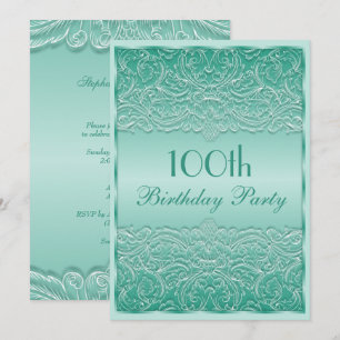 Elegant French Lace 100th Birthday Invitation