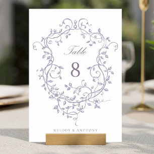 Elegant French Lavender Floral Crest  Table Number