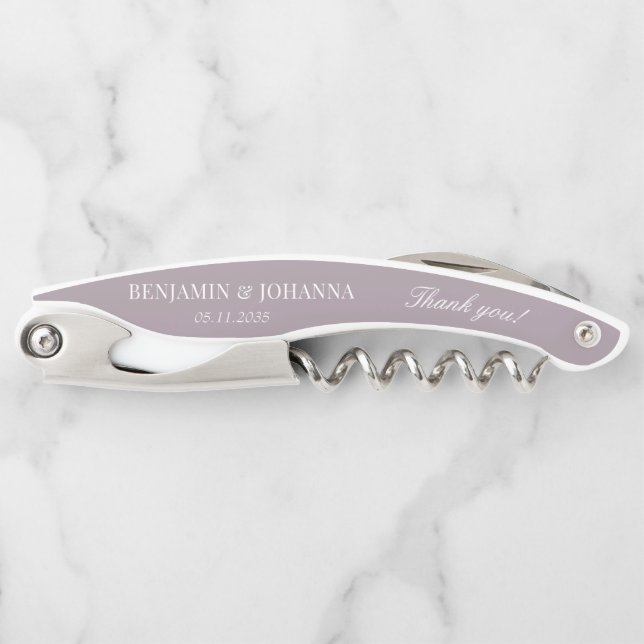 Elegant French Lilac Wedding Thank You Guest Favou Corkscrew (Front)