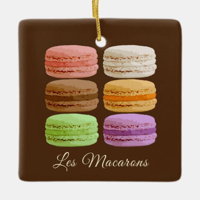 Elegant French Macarons - Associated Flavours Ceramic Ornament (Front)