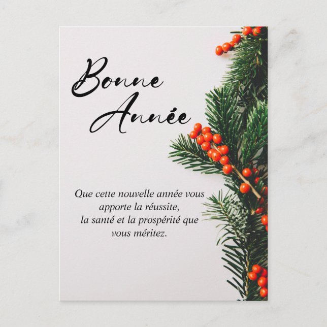 Elegant French New Year Wishes  Holiday Postcard (Front)