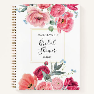 Elegant French Peonies Watercolor Personalised Notebook