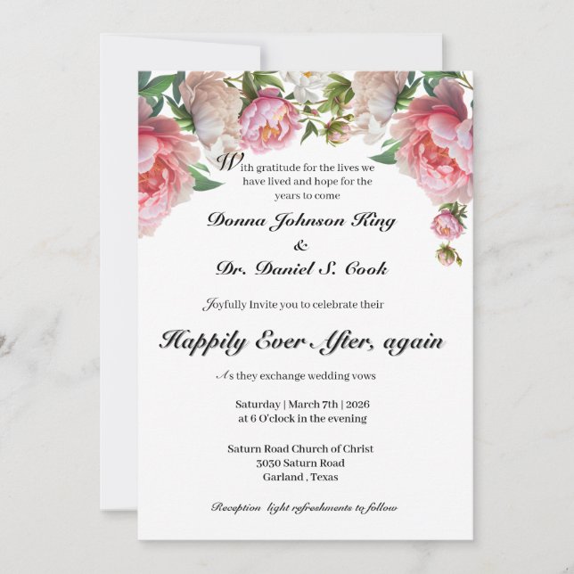 Elegant French Peony Wedding Invitation  (Front)