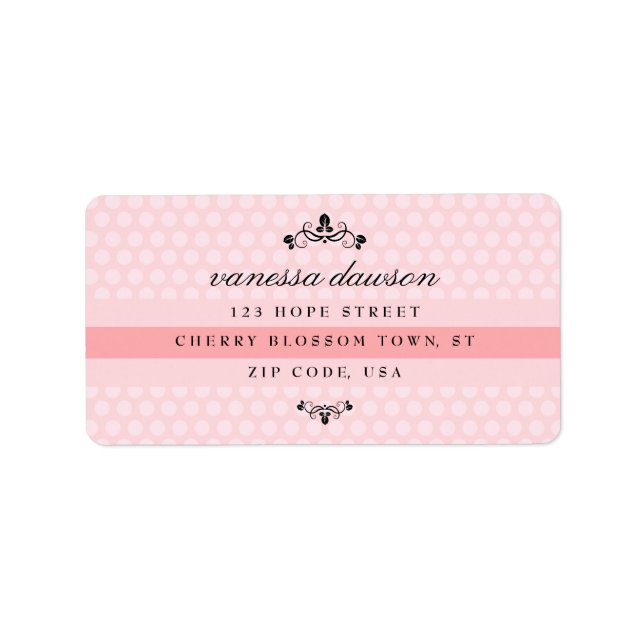 Elegant French Pink Dot Simple Personalised Trendy Label (Front)
