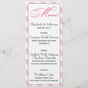 Elegant French Pink Script Wedding Menu Card