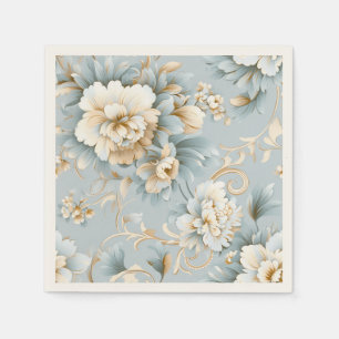 Elegant French Powder Blue, White and Gold Wedding Napkin