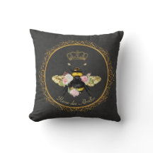 Elegant French Queen Bee Pink Roses Grey Gold