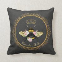 Elegant French Queen Bee Pink Roses Grey Gold