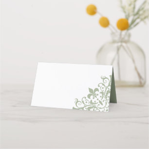 Elegant French Regency Green Fleur de Lis Wedding Place Card