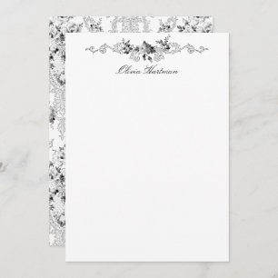 Elegant French Rococo Black and White Floral Card
