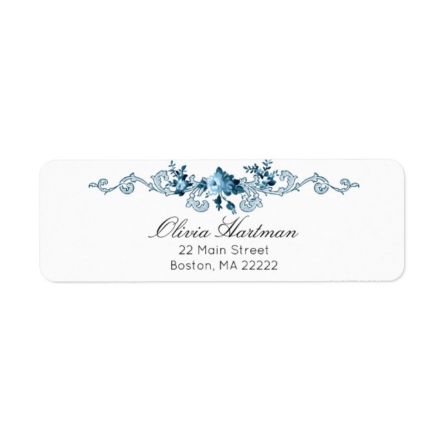 Elegant French Rococo Blue & White Floral (Front)