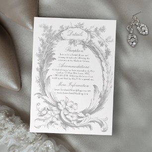 Elegant French Rococo Floral Frame Enclosure Card