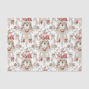 Elegant French Rococo Floral-White Background Tissue Paper