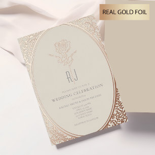 Elegant French Rococo Wedding Foil Invitation