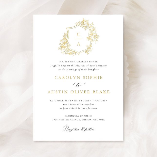 Elegant French Roses Floral Monogram Crest Wedding (Creator Uploaded)