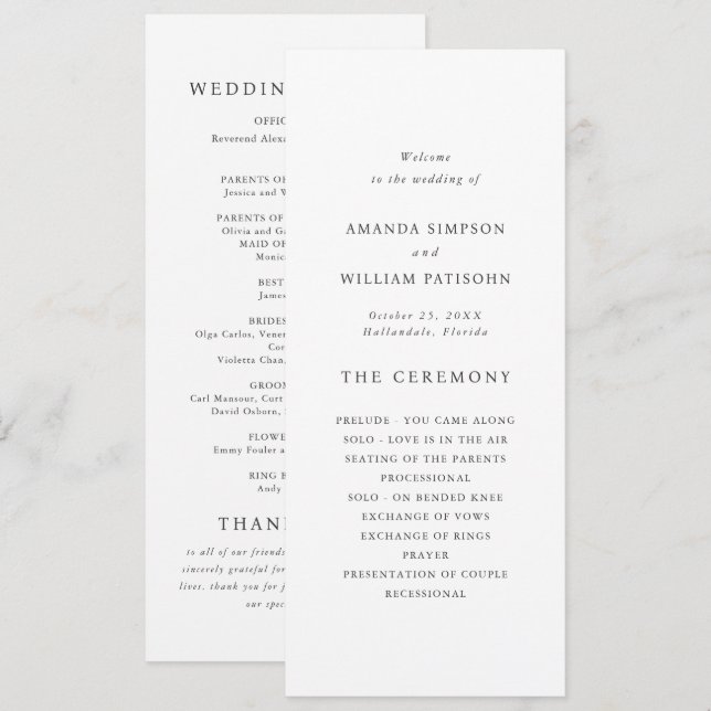Elegant French Roses Garden Toile Wedding Ceremony Programme (Front/Back)
