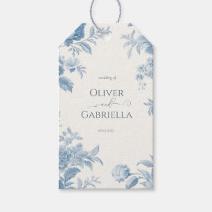 Elegant French toile Blue Floral Wedding Gift Tags