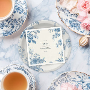 Elegant French toile Blue Floral Wedding Napkin